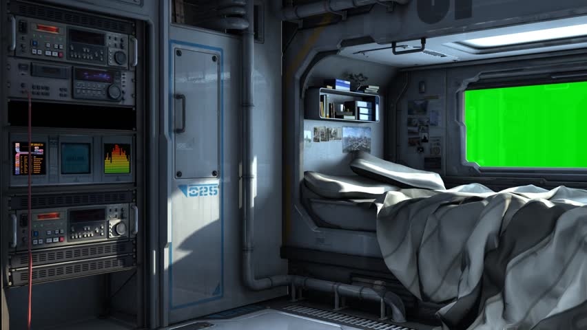 Scifi Spaceship Bedroom - Video Background - Green Screen   Royalty-Free Stock Footage #6063065