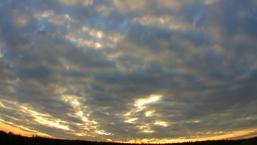 Sunset over forest, HD time lapse