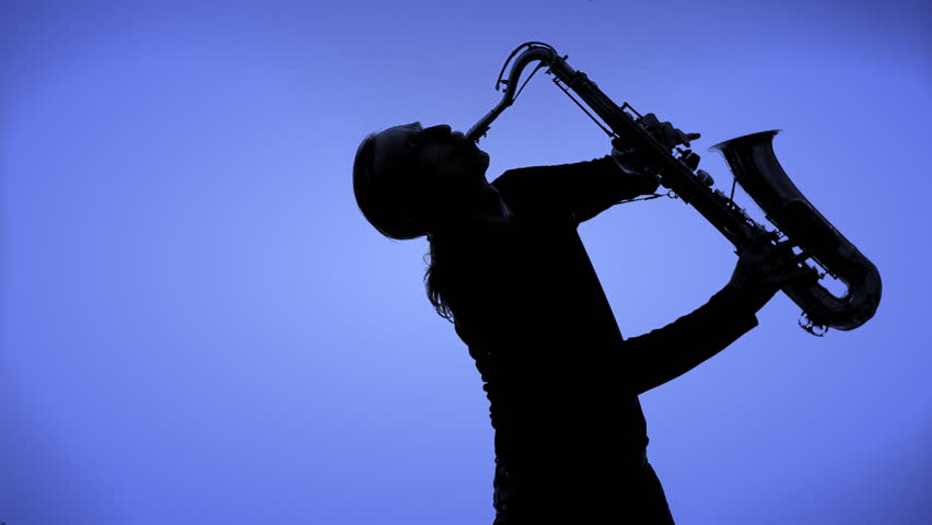 Man Saxophonist Playing Saxophone Player Silhouette Stock 