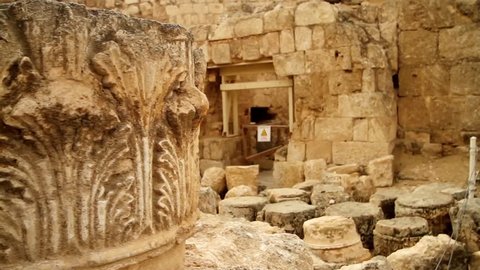 Dolly Shot Of Ancient Column's Capital-2nd shot
found at herodium (herodion) national park- Israel\Palestine