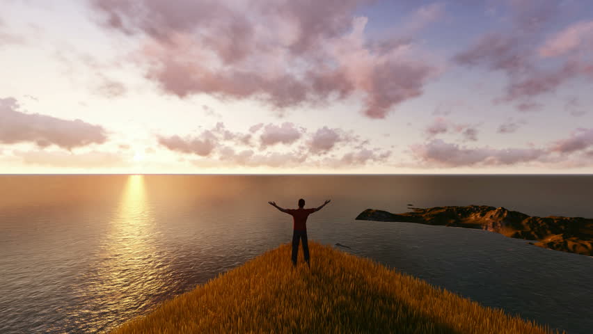 man standing on a mountain top