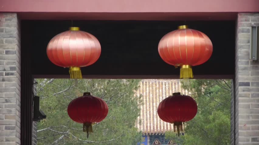 Chinese lanterns.Ancient city Great Wall gate.Historic walls. gh2_02915