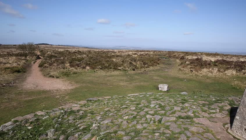 Trig point at Black Down the highest hill in the Mendip Hills Somerset in south-west England UK