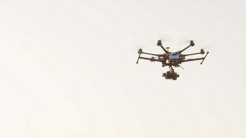SLOW MOTION: Drone landing on a meadow