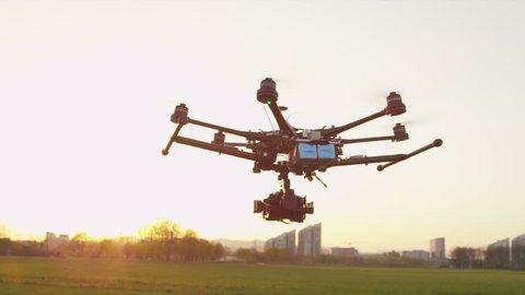 SLOW MOTION: Multicopter hovering and flying forwards
