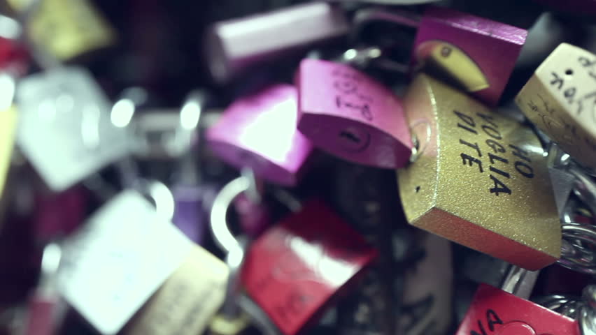 Love padlocks tight together. Royalty-Free Stock Footage #6096704