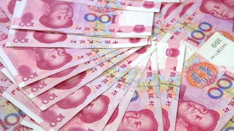 Chinese banknotes. Rotation 360. Full HD slow motion 1080p 