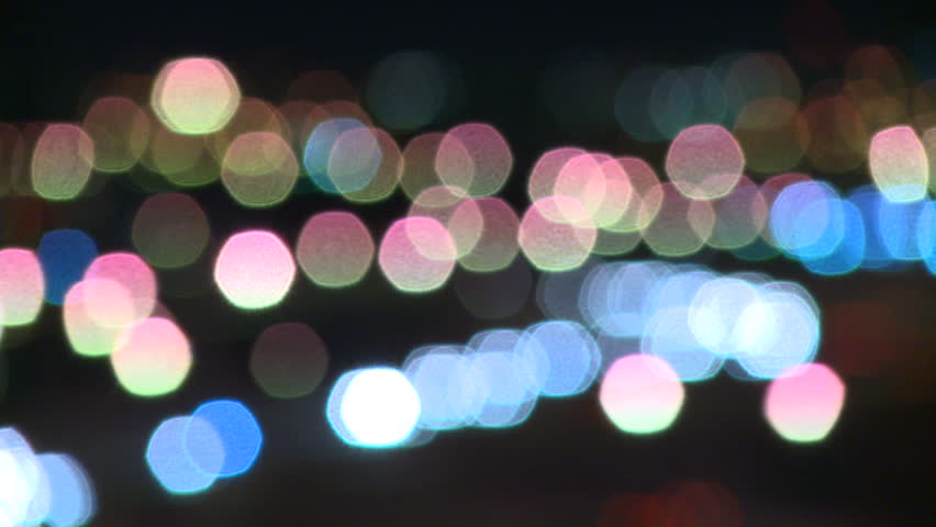 Soft focus lights of night time traffic