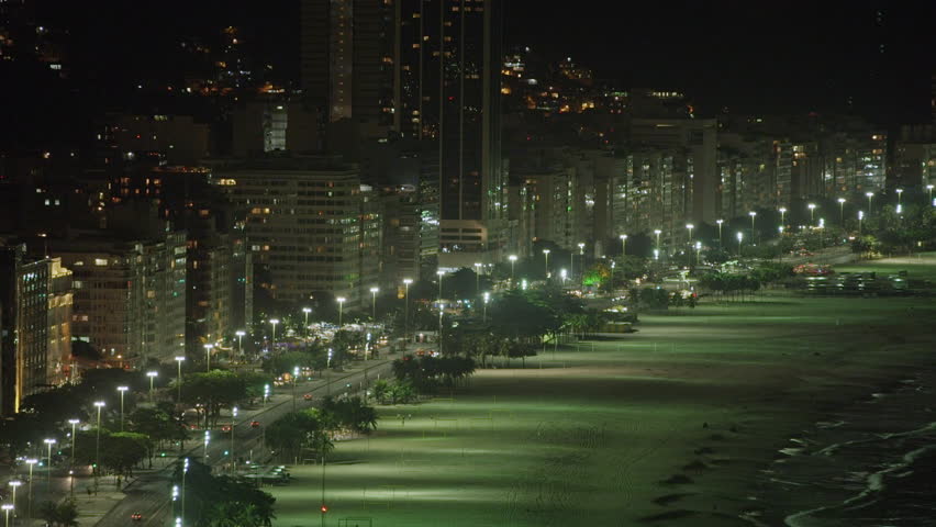 Slow panning shot of Rio de Janeiro coastline in Brazil