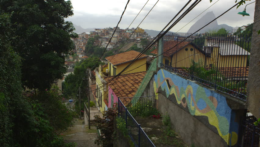 Shot of a neighborhood in Rio de Janeiro overlooking a favela