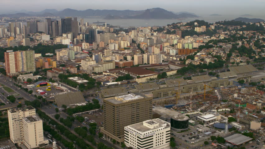 Aerial mapping shot of Rio de Janeiro, Brazil.