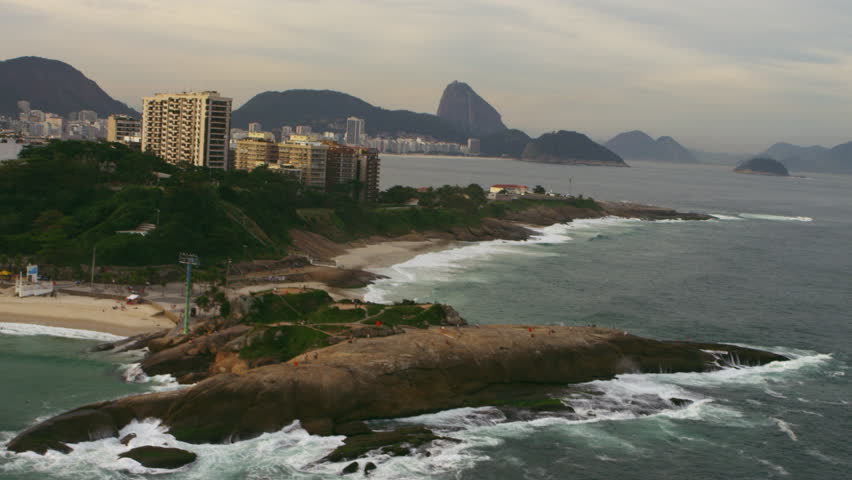 Shot of Rio de Janiero from the sea including a peninsula