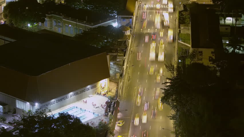 Time lapse above busy street with traffic in Rio de Janeiro, Brazil