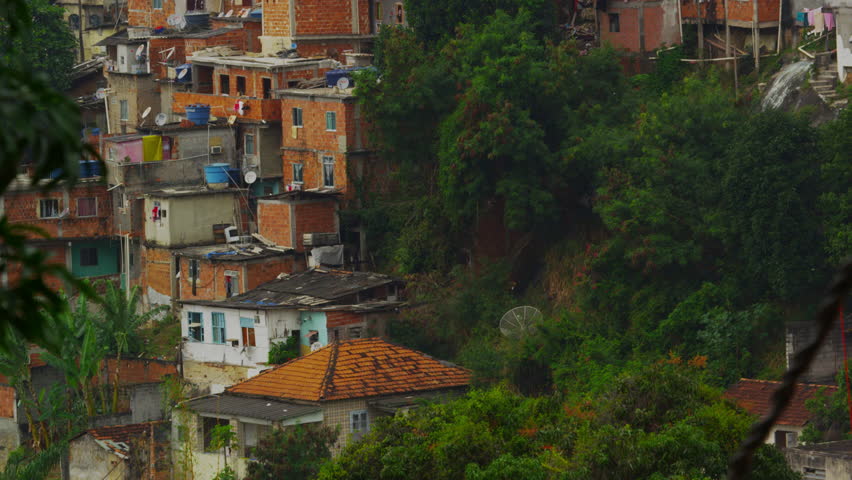 Tilting shot of a favela in Rio de Janeiro, Brazil
