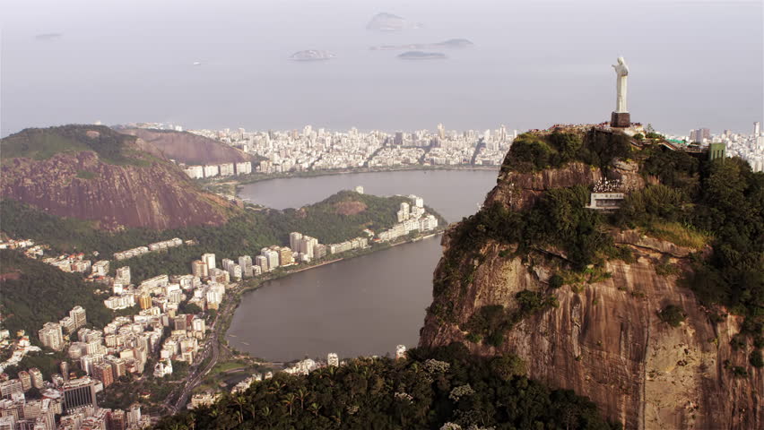 High-definition aerial shot of Christ the Redeemer and Corcovado.