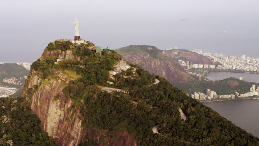 Aerial Pan of Christ the Redeemer Statue.