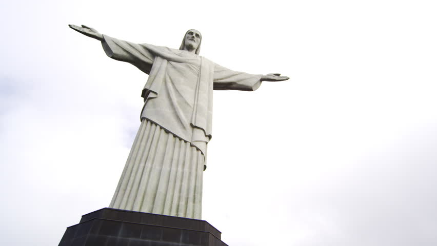 RIO DE JANEIRO, BRAZIL - JUNE 2013: Pan tilt of the statue of Rio's Christ the