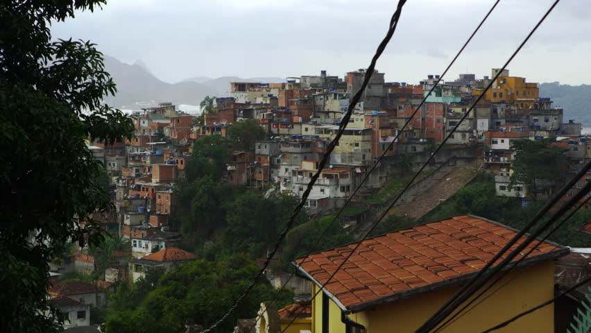 Shot of a favela in Rio de Janeiro as seen from a nearby middle class