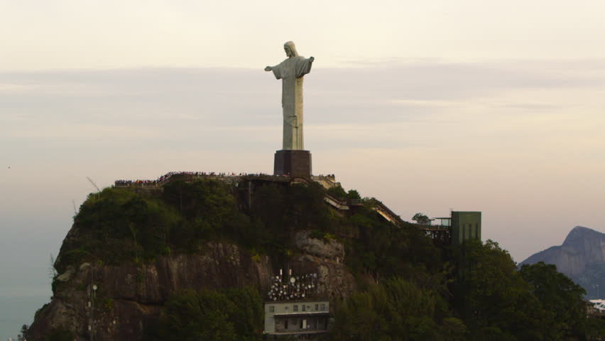 RIO DE JANEIRO, BRAZIL - CIRCA JUNE 2013: Aerial tracking shot of Christ the