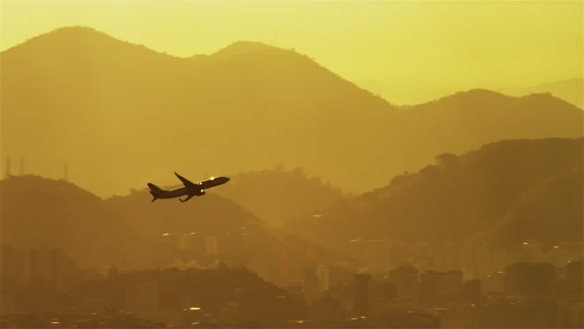 Plane ascending above Rio de Janeiro