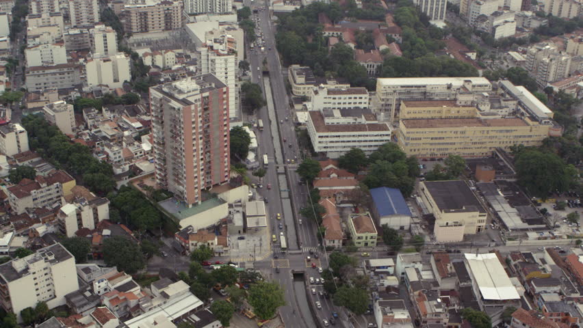 Slow aerial footage of downtown Rio