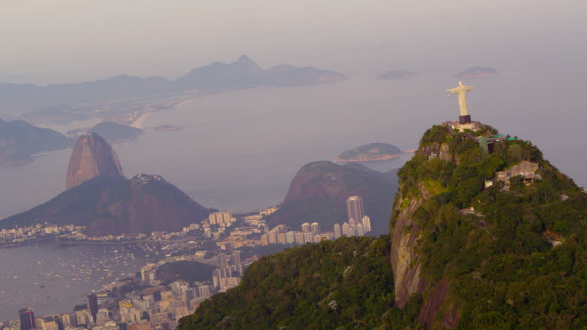 Aerial panorama of Rio de Janeiro, Christ statue