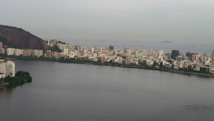 Aerial view of Brazilian Lake and Cityscape - Rio de Janeiro.
