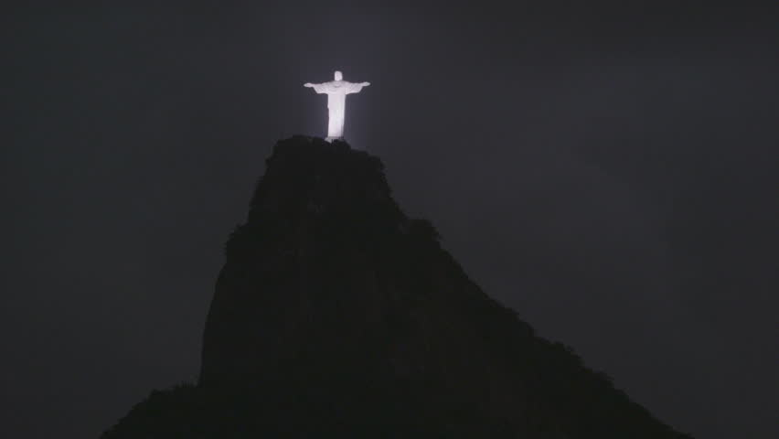 RIO DE JANEIRO, BRAZIL - CIRCA JUNE 2013: Sped-up night shot of Christ the