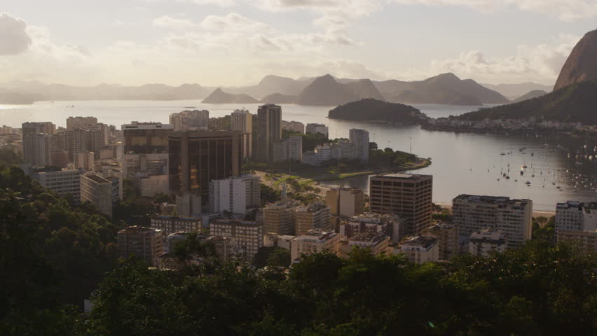 Pan shot of Rio de Janeiro and the Ocean.