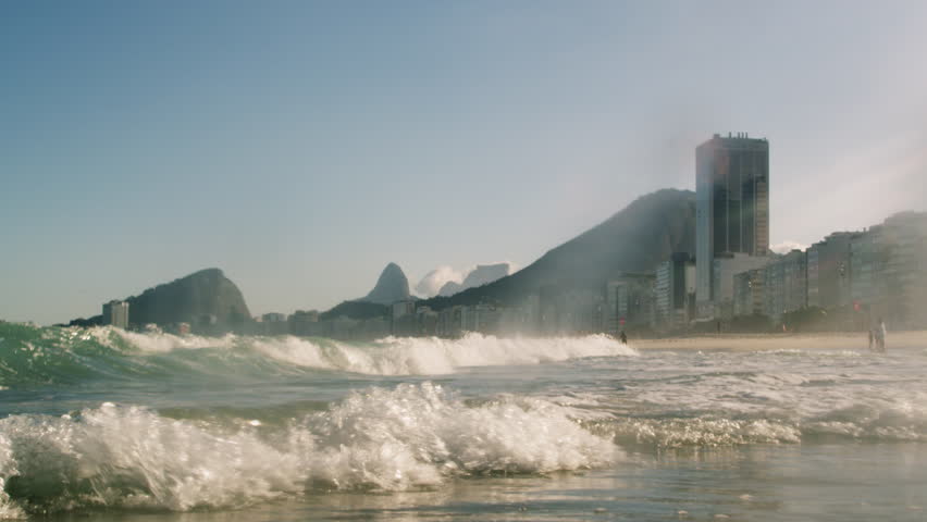 Footage of the Atlantic Ocean charging into the shoreline - Rio de Janeiro,