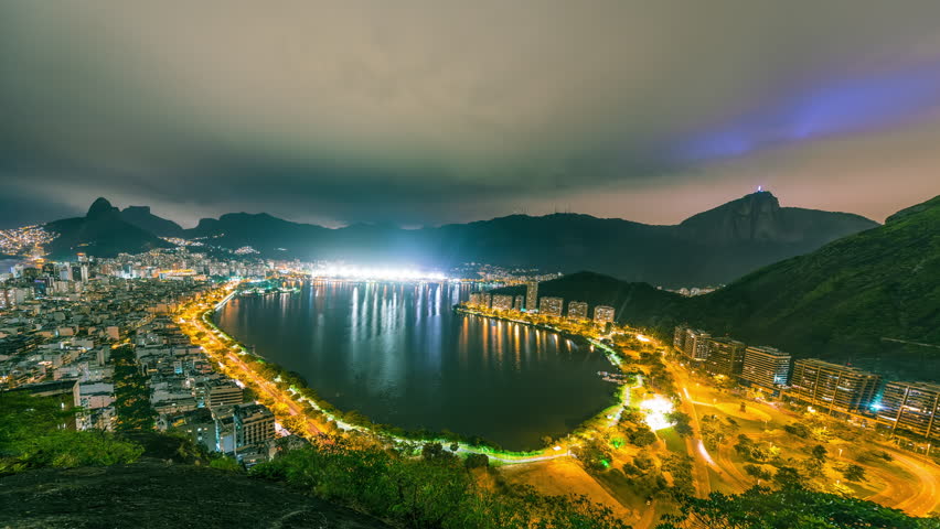 Time lapse overlooking the bay of Rio de Janeiro Brazil