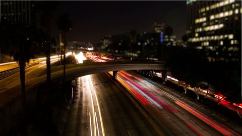4k Long Exposure Time Lapse of Night Traffic in Los Angeles California