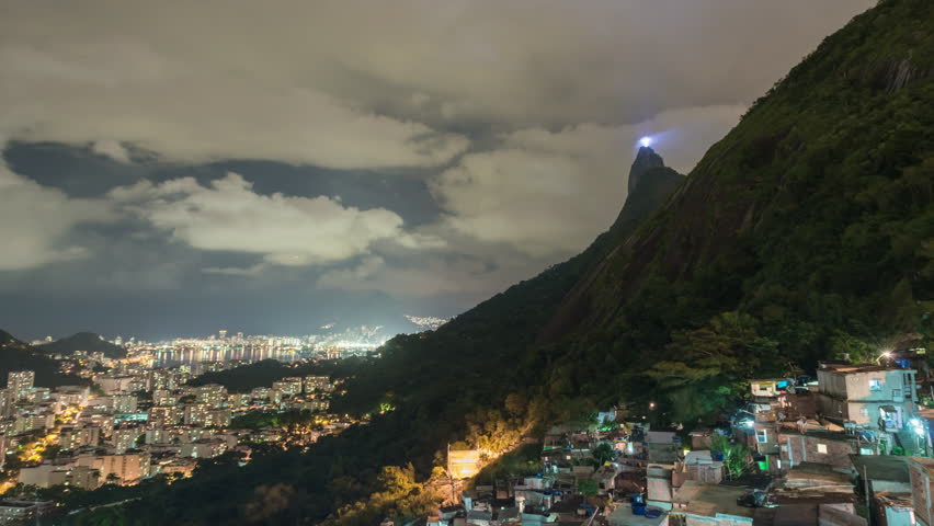 Time lapse of clouds obscuring Rio de Janeiro's Christ statue