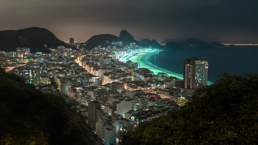 Time lapse shot of coast in Rio de Janeiro with Sugar Loaf in background
