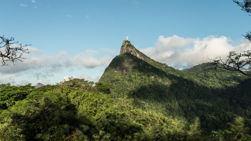 Time-lapse daylight footage of Christ the Reedemer statue from Tijuca National