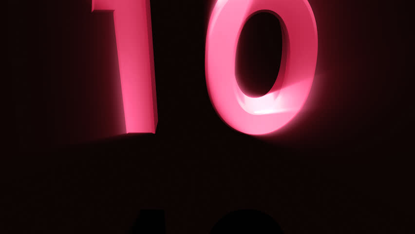 countdown from ten to zero with pink numbers