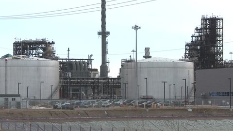 Static shot of Oil Refinery in Edmonton, Alberta