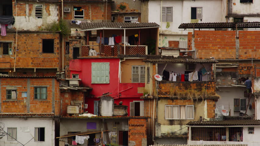 RIO DE JANEIRO, BRAZIL - JUNE 23: Static shot of shanties in Rio de Janeiro,