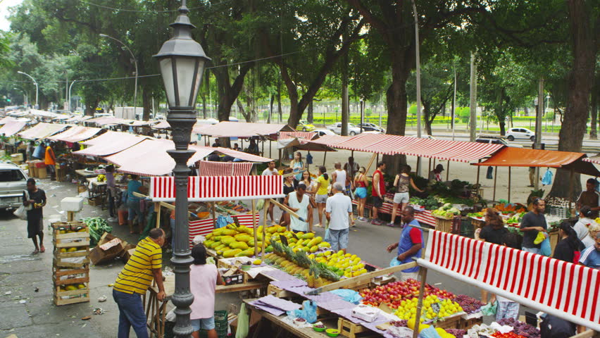 RIO DE JANEIRO, BRAZIL - JUNE 23: Slow motion of buyers at market on June 23,