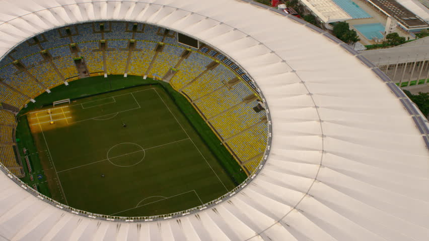RIO DE JANEIRO, BRAZIL - JUNE: High-definition aerial shot of Maracana Stadium -