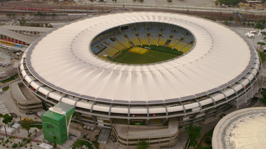 RIO DE JANEIRO, BRAZIL - JUNE: Aerial footage of Maracana Soccer Stadium - Rio