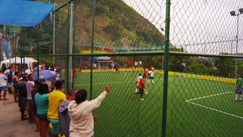 RIO DE JANEIRO, BRAZIL - JUNE 23: Tracking Shot of a soccer game with a