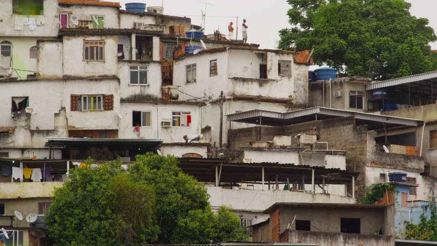 RIO DE JANEIRO, BRAZIL - JUNE: Static shot of a part of a favela in Rio de