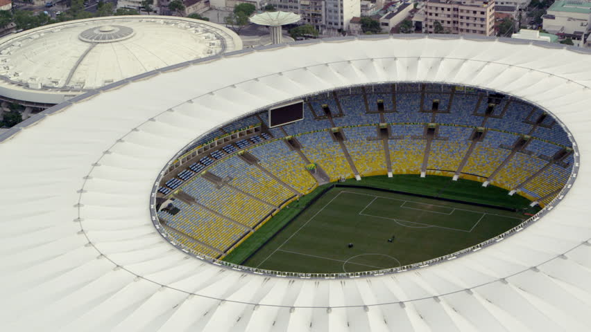 RIO DE JANEIRO, BRAZIL - JUNE: Aerial view of deserted Maracana stadium