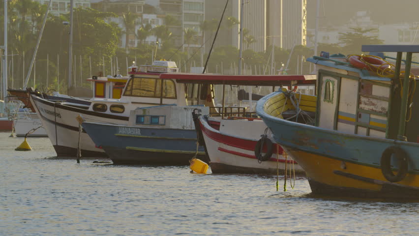 RIO DE JANEIRO, BRAZIL - JUNE: Static shot of fishing boats in Rio.