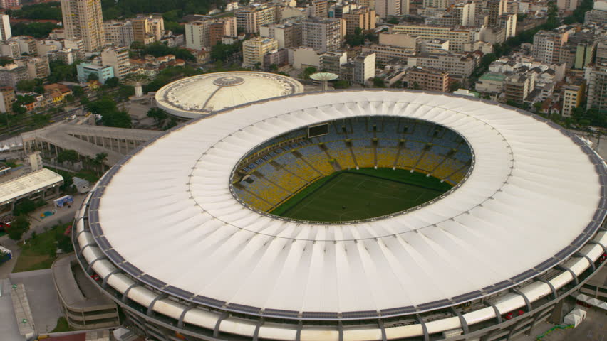RIO DE JANEIRO, BRAZIL - JUNE: Aerial video of Maracana Stadium - Rio de