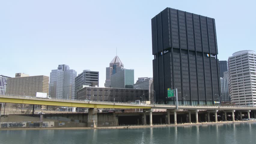 PITTSBURGH, PA - Circa April, 2014 - Passing by the city of Pittsburgh, Pennsylvania.  As seen from the Monongahela River.  MAY BE SUITABLE FOR EDITORIAL USE ONLY.
