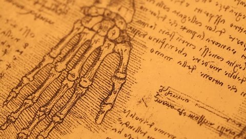 14th century anatomy art by Leonardo Da Vinci    - Βίντεο στοκ