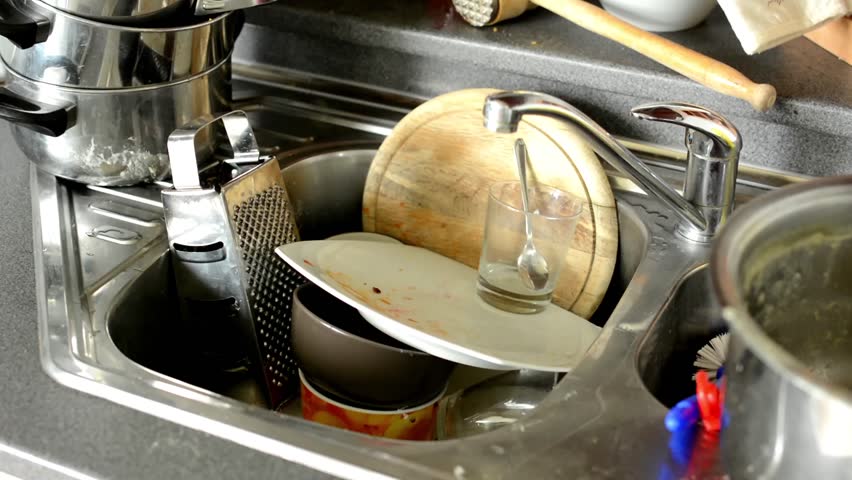 Dirty Dishes In The Kitchen Stock Footage Video 100 Royalty Free 6134294 Shutterstock