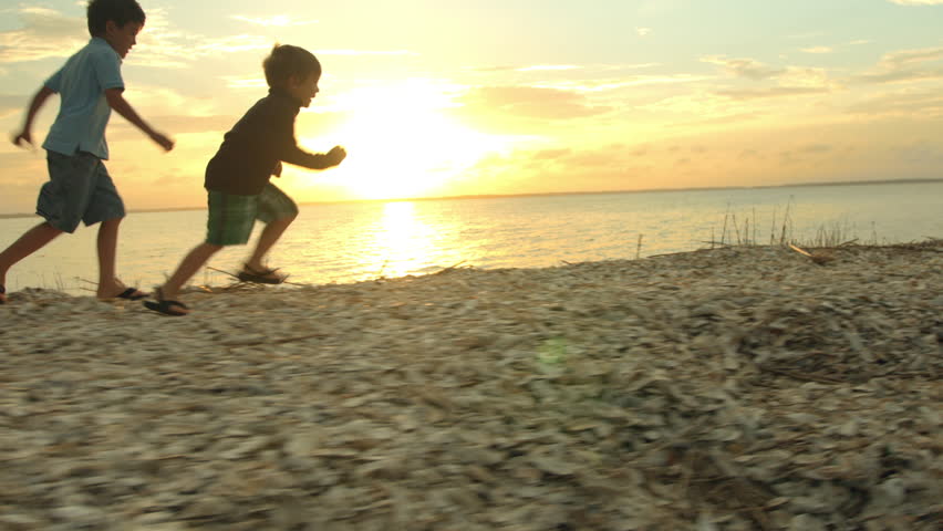 little boys running